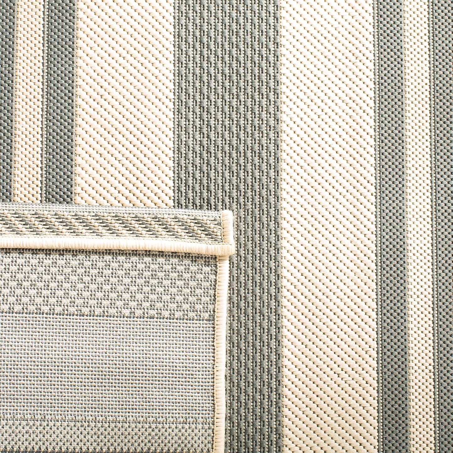 SAFAVIEH Courtyard Collection Accent Rug - 2' x 3'7", Grey & Bone, Stripe Design, Non-Shedding, Easy Care,