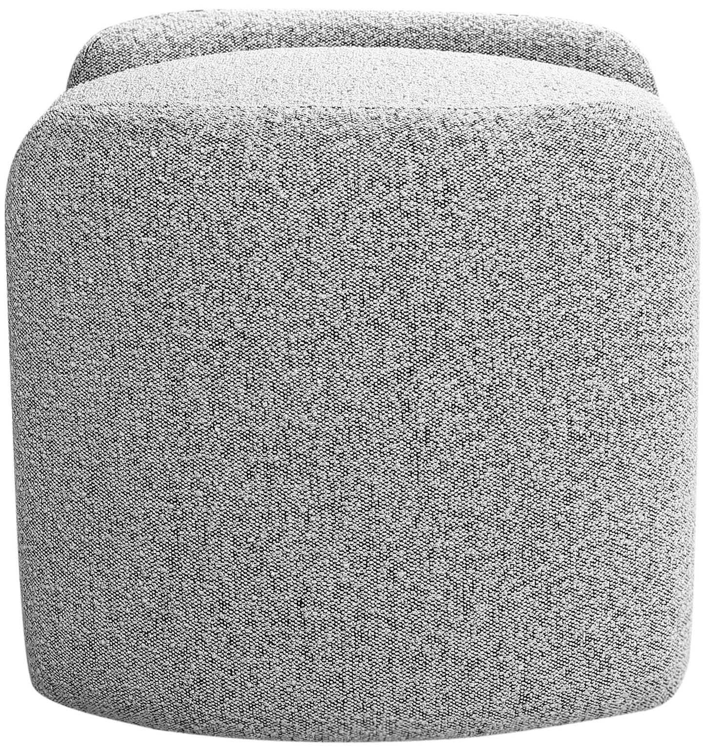 Meridian Furniture 115Grey Horizon Collection Modern | Contemporary Boucle Fabric Upholstered Ottoman, Grey, 29" W x 22" D x 19" H