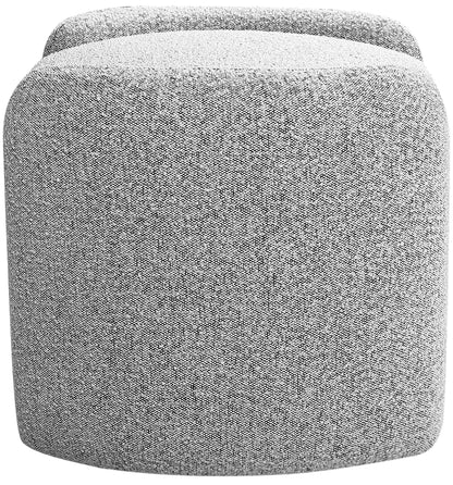 Meridian Furniture 115Grey Horizon Collection Modern | Contemporary Boucle Fabric Upholstered Ottoman, Grey, 29" W x 22" D x 19" H