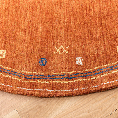 SAFAVIEH Himalaya Collection Area Rug - 8' Round, Rust, Handmade Boho Tribal Wool, Ideal for High Traffic Areas in Living Room, Bedroom (HIM563P)