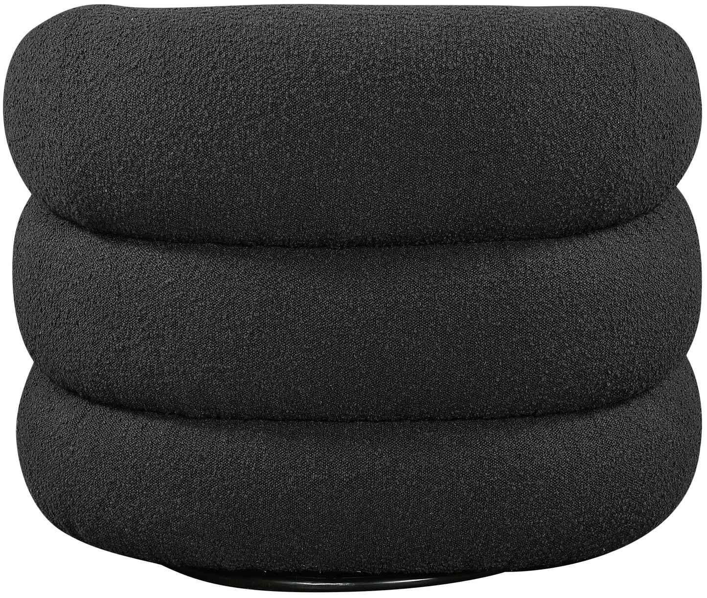 Meridian Furniture 473Black Roxbury Collection Modern | Contemporary Upholstered Swivel Accent Chair with Rich Black Boucle, Tufted Curved Back, Swivel Accent Chair, 33" W x 29.5" D x 28" H, Black