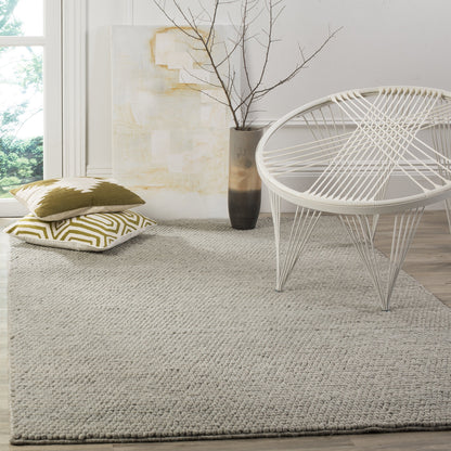 SAFAVIEH Area Rug 6x9 - Natura Collection - Silver, Handmade Wool Blend, Textured Design, Ideal for Living Room, Bedroom, Dining Space (NAT620C)
