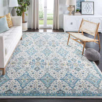 SAFAVIEH Evoke Collection 10' x 14' Ivory / Light Blue EVK224C Boho Oriental Non-Shedding Living Room Bedroom Dining Home Office Area Rug