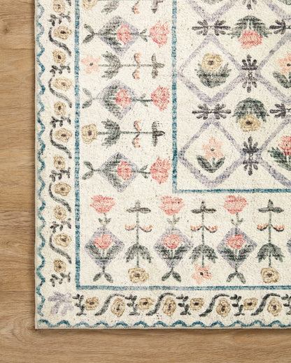 Loloi Rifle Paper Co. Eden Collection EDE-03 Lattice Ivory 7'-6" x 9'-6" Area Rug feat. CloudPile™