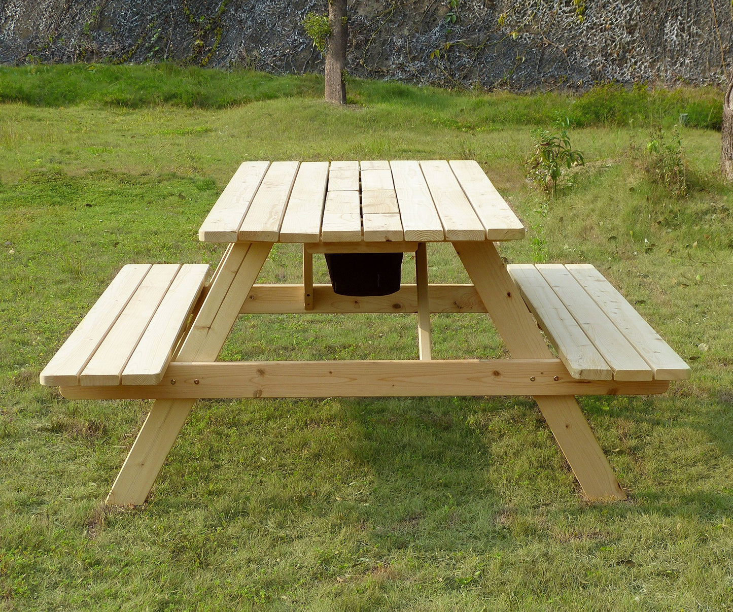 Merry Garden Cooler Wooden Picnic Table, Natural,Brown