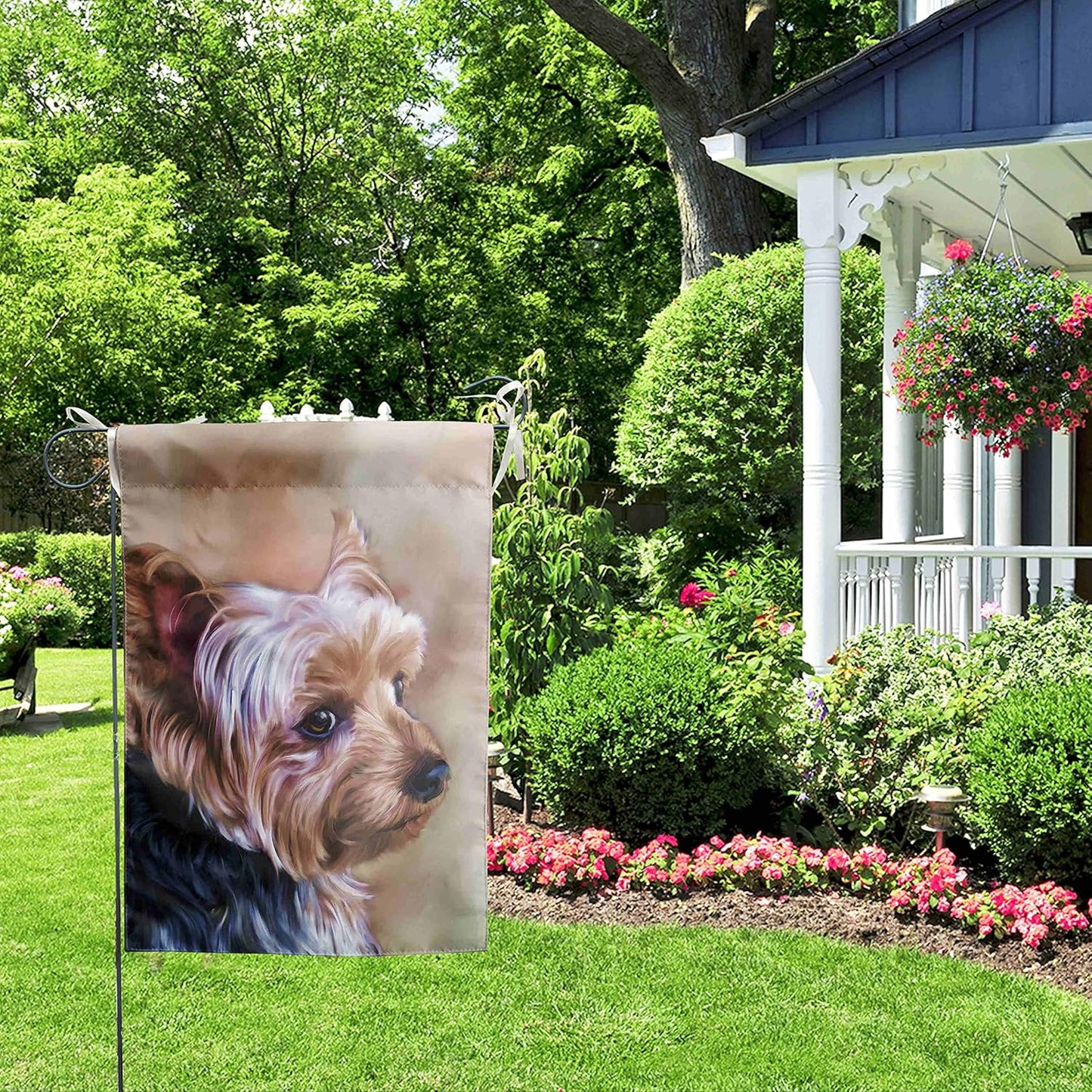 Yorkie Dog Garden Flag Welcome - Double Sided Small Yorkie Mom Banners and Flags 12 x 18 for Outdoor Seasonal