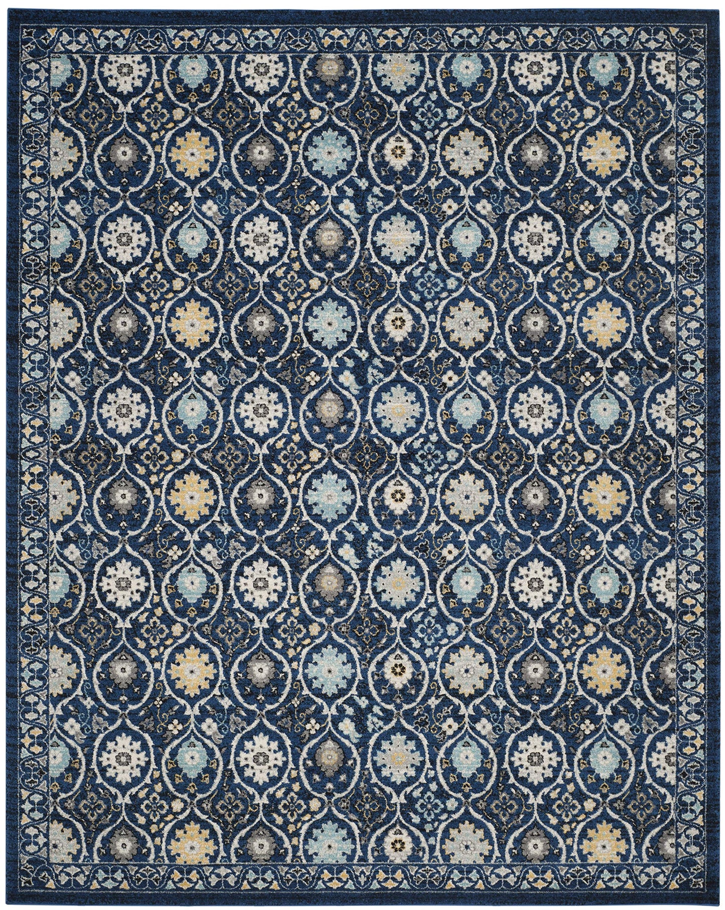 SAFAVIEH Evoke Collection 9' x 12' Royal / Ivory EVK210A Non-Shedding Living Room Bedroom Dining Home Office Area Rug