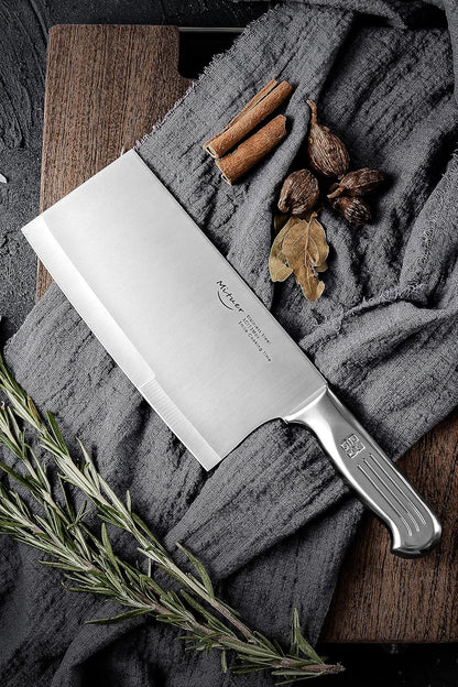 Meat Cleaver 7 inch Butcher Knife, Stainless Steel Chinese Chef Knife for Restaurants and Home