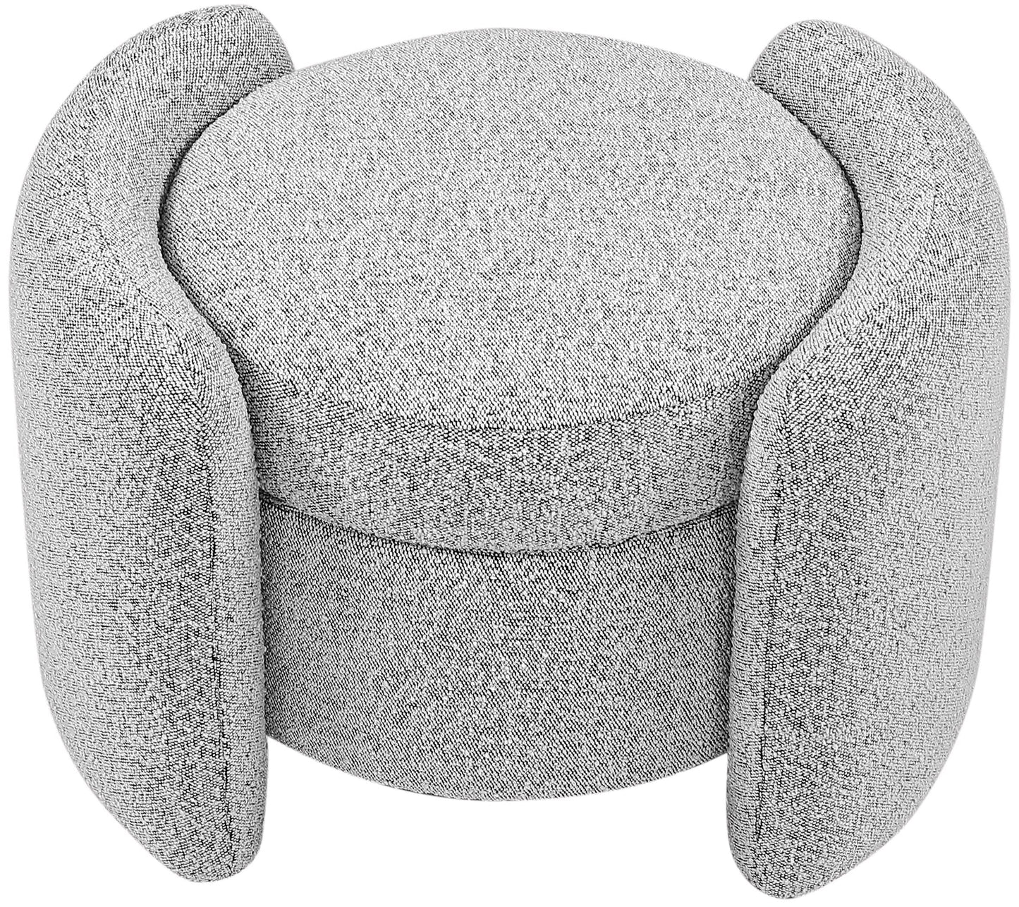 Meridian Furniture 115Grey Horizon Collection Modern | Contemporary Boucle Fabric Upholstered Ottoman, Grey, 29" W x 22" D x 19" H