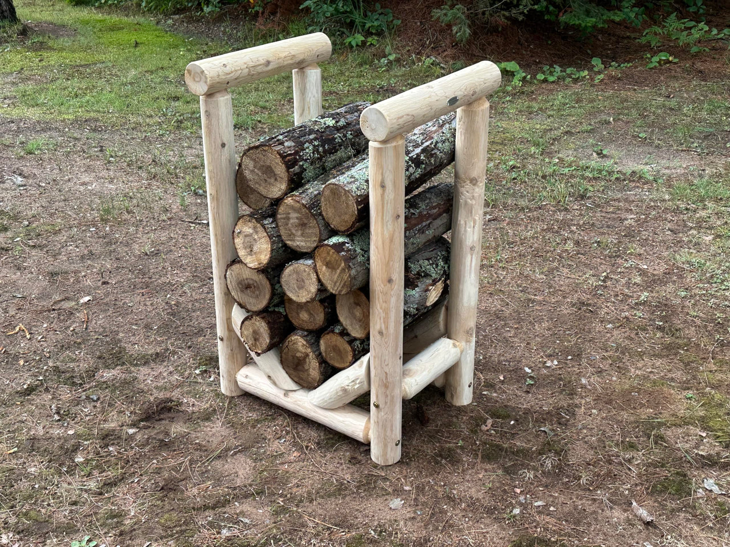 Heavy-Duty Firewood Rack for Outdoor Wood Storage – 2 ft. Canyon Brown Firewood Rack Outdoor Log Holder – Fire Wood Storage Racks, Keeps Woods Dry, Neat & Ready for Fireplace, Porch & Backyard Use