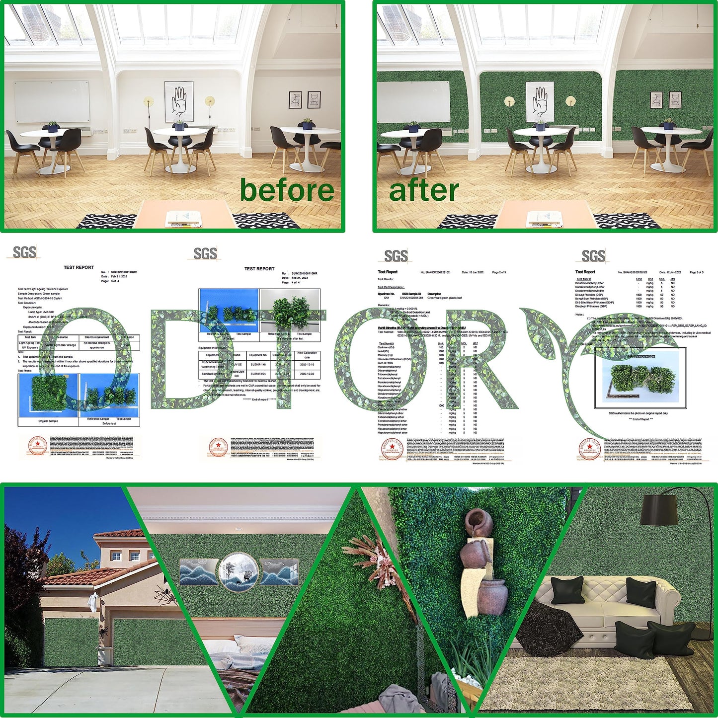 ODTORY Artificial Ivy Privacy Fence Wall Screen: 6FT X 12FT (72 sqft) UV-Anti Faux Boxwood Roll Panels Greenery Backdrop Ivy Vine Leaf Hedges Fence Panels for Indoor Outdoor Green Decor