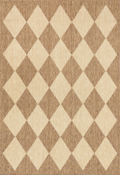 nuLOOM Outdoor Performance Collection Sabina Brown/Ivory, 9'6" x 12', Soft, High Traffic, Stain Resistant, Easy Clean, Durable Area Rug for Indoor/Outdoor Patio, Deck, Porch, Garden, Courtyard