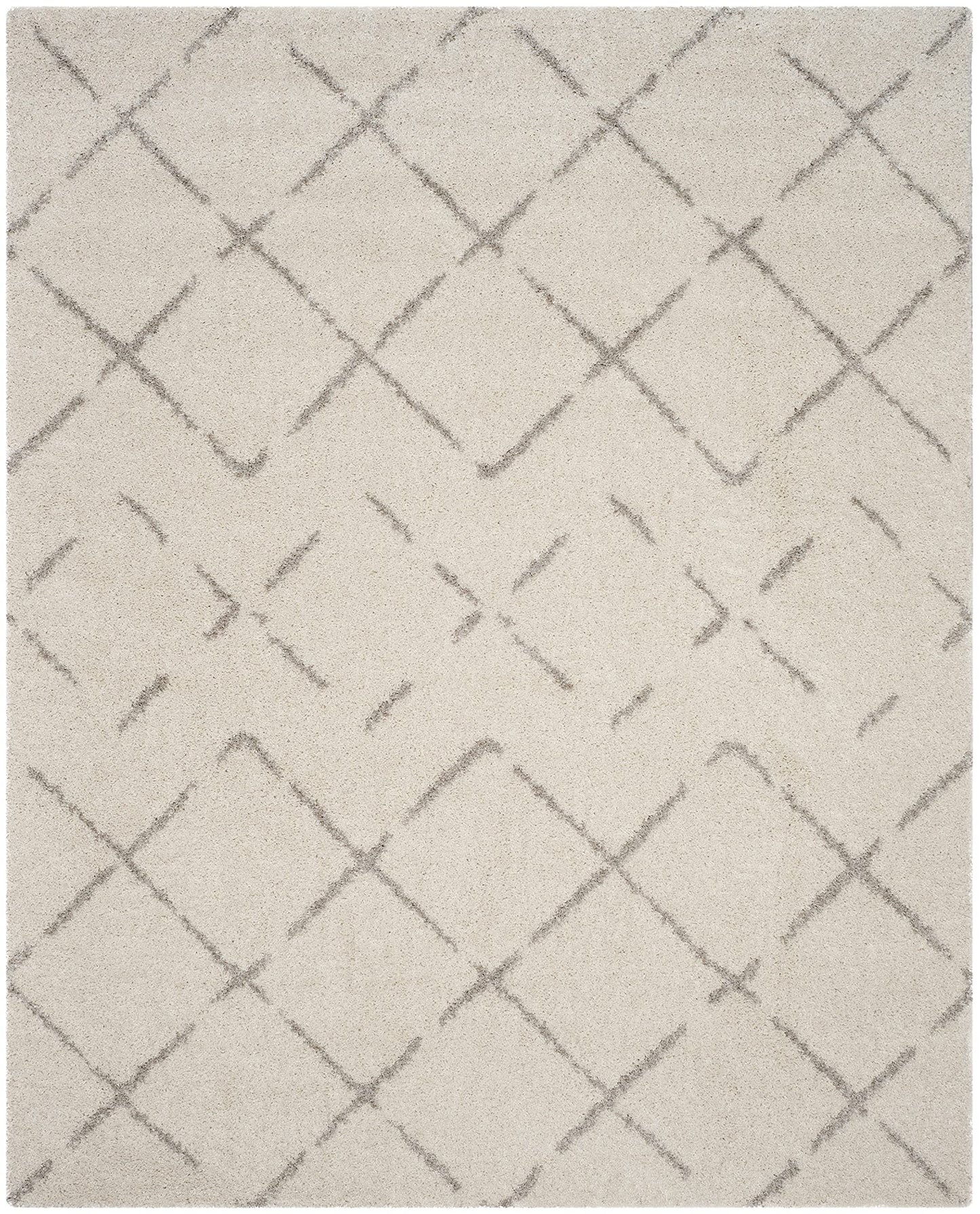 SAFAVIEH Area Rug 10x14 - Arizona Shag Collection - Large - Ivory & Beige, Moroccan Boho Design, Non-Shedding & Easy to Clean, Ideal for Living Room, Bedroom, Dining Space (ASG743A)
