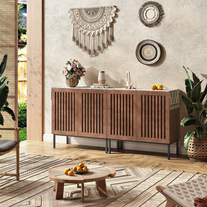 BVIUNTWO Set of 2 Accent Storage Cabinet with Doors and Adjustable Shelf,Freestanding Buffet Cabinet,Modern Sideboard Buffet Cabinet for Living Room,Dining Room,Kitchen, Hallway,Brown