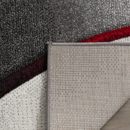 SAFAVIEH Hollywood Collection Area Rug - 10'6" x 14', Grey & Red, Mid-Century Modern Design, Non-Shedding & Easy Care, Ideal for High Traffic Areas in Living Room, Bedroom (HLW712K)