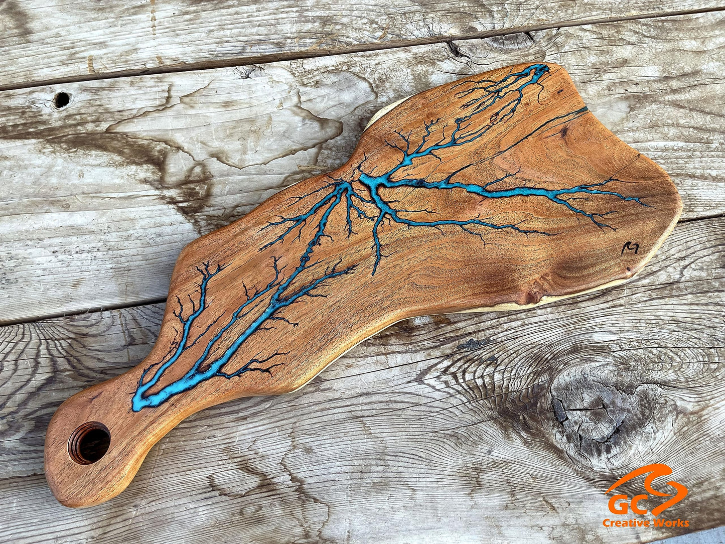 Charcuterie Board Fractal Art Live Edge Mesquite