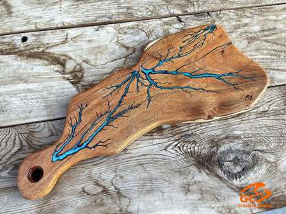 Charcuterie Board Fractal Art Live Edge Mesquite