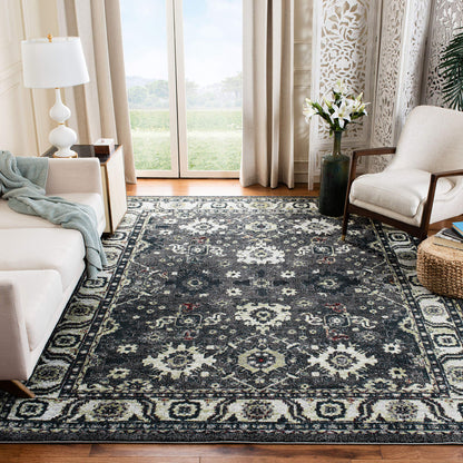 SAFAVIEH Area Rug 8x10 - Vintage Hamadan Collection - Large - Dark Grey & Ivory, Traditional Persian Design, Non-Shedding & Easy to Clean, Ideal for Living Room, Bedroom, Dining Space (VTH214M)