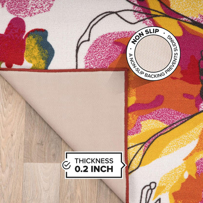 Rugshop Modern Bright Flowers Non-Slip Area Rug, 20" X 30" Multi