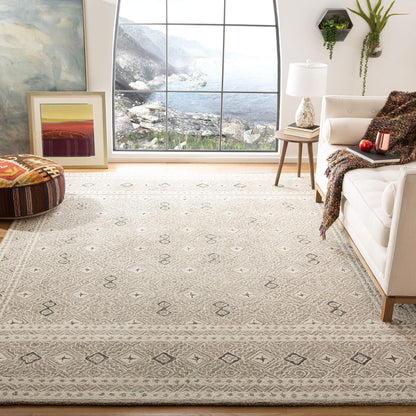 SAFAVIEH Micro-Loop Collection Area Rug - 10' x 14', Grey & Ivory, Rustic Boho Design, Handmade Wool, Ideal for The Living Room, Bedroom, Dining Room (MLP803F-10)