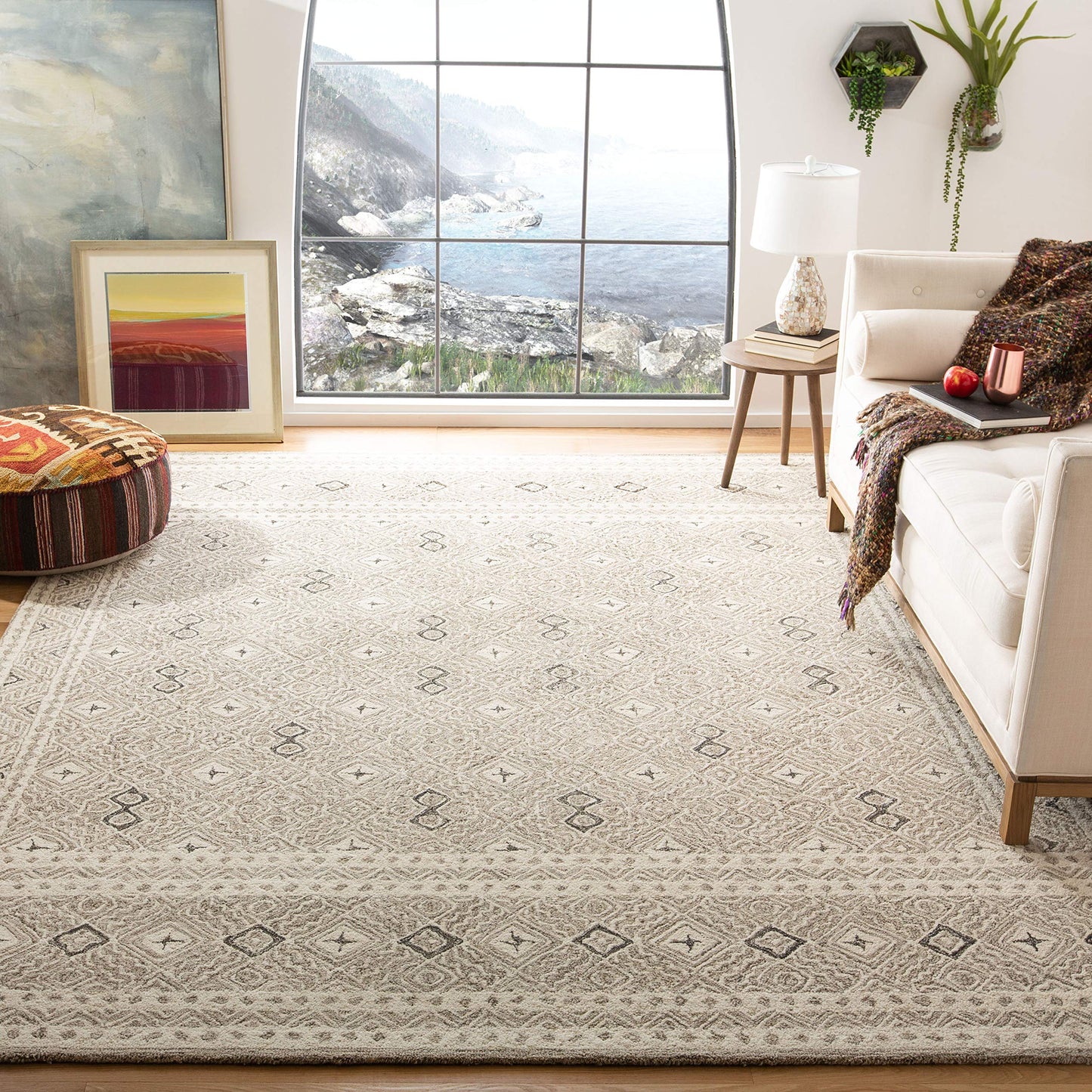 SAFAVIEH Micro-Loop Collection Area Rug - 10' x 14', Grey & Ivory, Rustic Boho Design, Handmade Wool, Ideal for The Living Room, Bedroom, Dining Room (MLP803F-10)