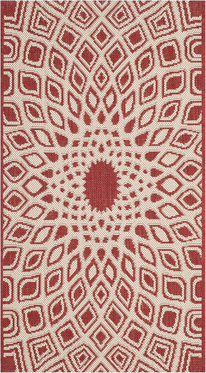 SAFAVIEH Courtyard Collection 2' x 3'7" Red/Beige CY6616 Indoor/Outdoor Waterproof Accent Rug for Patio, Backyard