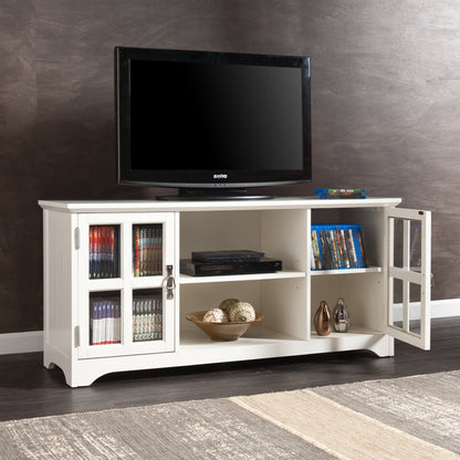 SEI Furniture - Remington TV Media Stand - White - Transitional Design, White Glass and Wood - Ideal for Living Room, Family Room (MS9908)