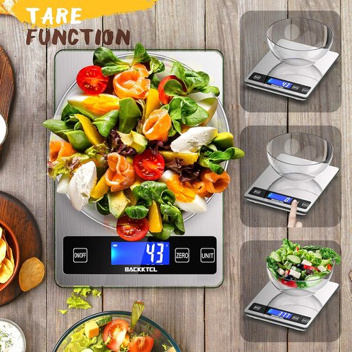 Cooking Master 22lb Digital Kitchen Scale - Precise 1g/0.1oz Graduation | Stainless Steel & Tempered Glass