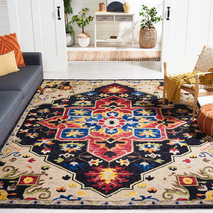 SAFAVIEH Area Rug 8x10 - Aspen Collection - Large - Charcoal & Cream, Handmade Wool, Boho Design, Ideal for Living Room, Bedroom, Office, Dining Space (APN511H)