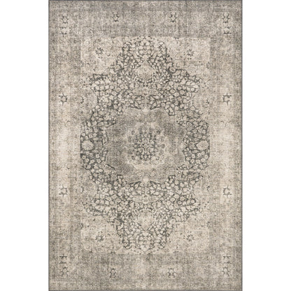 Nuloom Hillstone Collection Agnetha Grey/Taupe, 7'10" x 10', Vintage Medallion, Soft and Cozy, High Traffic, Stain Resistant, Easy Clean, Durable Area Rug for Bedroom, Living Room, Dining, Foyer