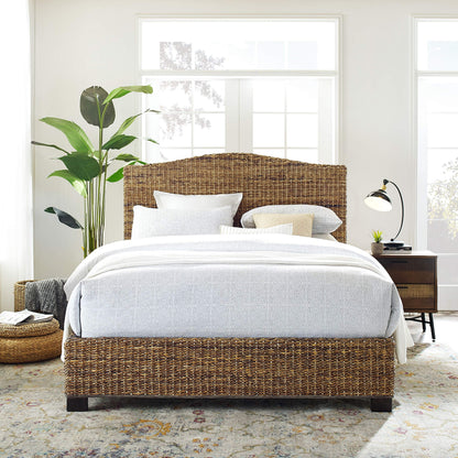 Crosley Furniture Serena Bed, Handwoven Natural Fiber Rattan Headboard and Footboard Set, Banana Leaf, Queen
