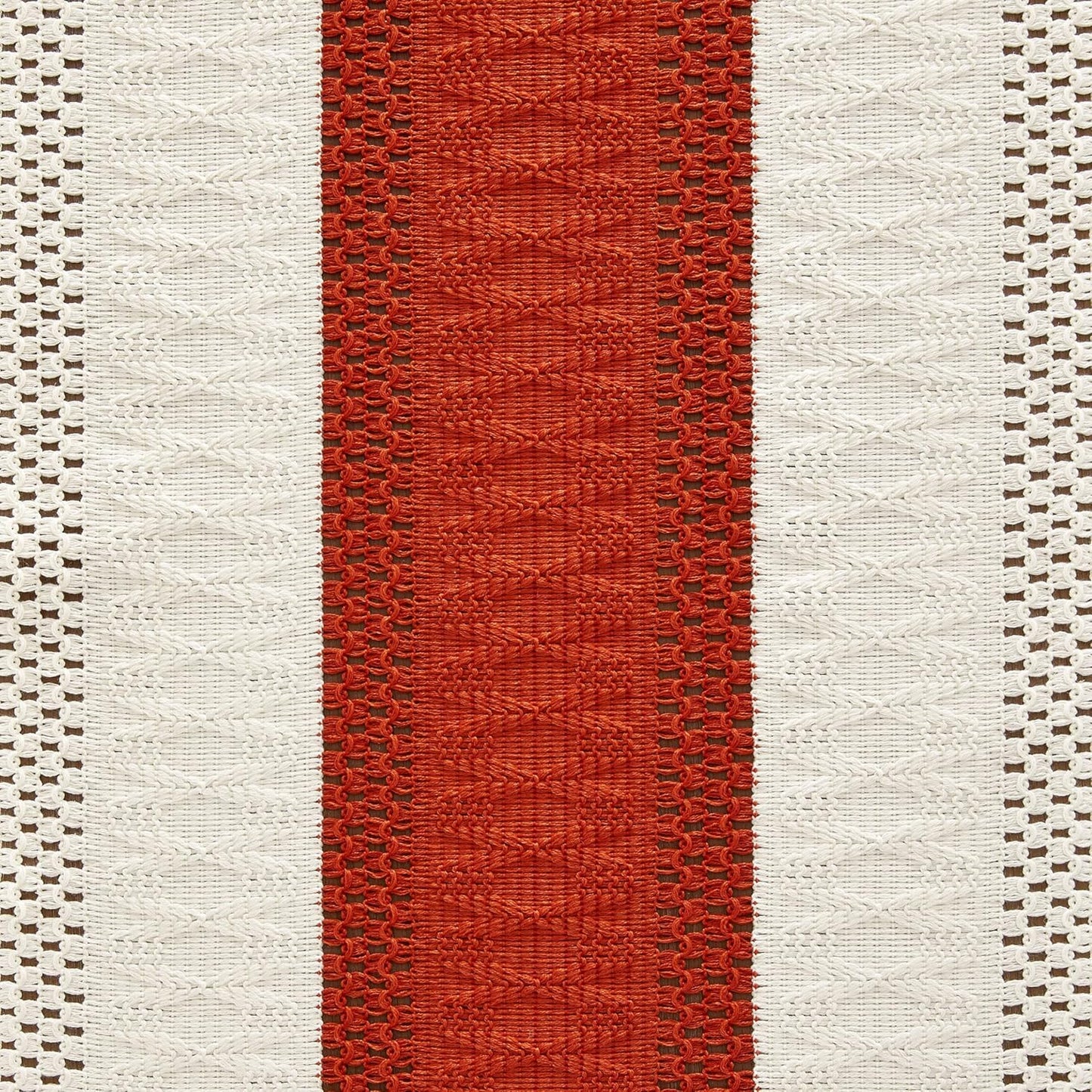 14 90 Inch 90 Inches ZeeMart Macrame Style Bicolor Stitching Table Runner, x Orange/Ivory, Boho Burnt Orange Fall Table