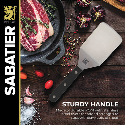 Sabatier Triple Rivet Stainless Steel Wide Turner, 9.65-Inch, Black,5154549