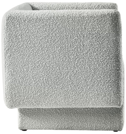 Meridian Furniture 575Grey Vera Collection Modern | Contemporary Boucle Fabric Upholstered Accent Chair, Grey, 31" W x 27" D x 29" H