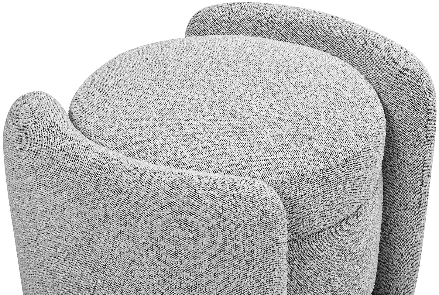 Meridian Furniture 115Grey Horizon Collection Modern | Contemporary Boucle Fabric Upholstered Ottoman, Grey, 29" W x 22" D x 19" H