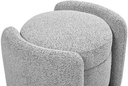 Meridian Furniture 115Grey Horizon Collection Modern | Contemporary Boucle Fabric Upholstered Ottoman, Grey, 29" W x 22" D x 19" H