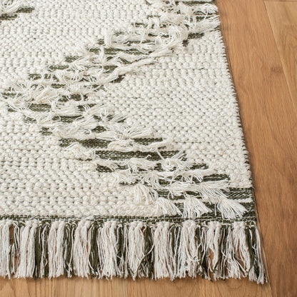 SAFAVIEH Area Rug 8x10 - Vermont Collection - Large - Ivory & Green, Handmade Wool, Ideal for Living Room, Bedroom, Office, Dining Space (VRM501A)