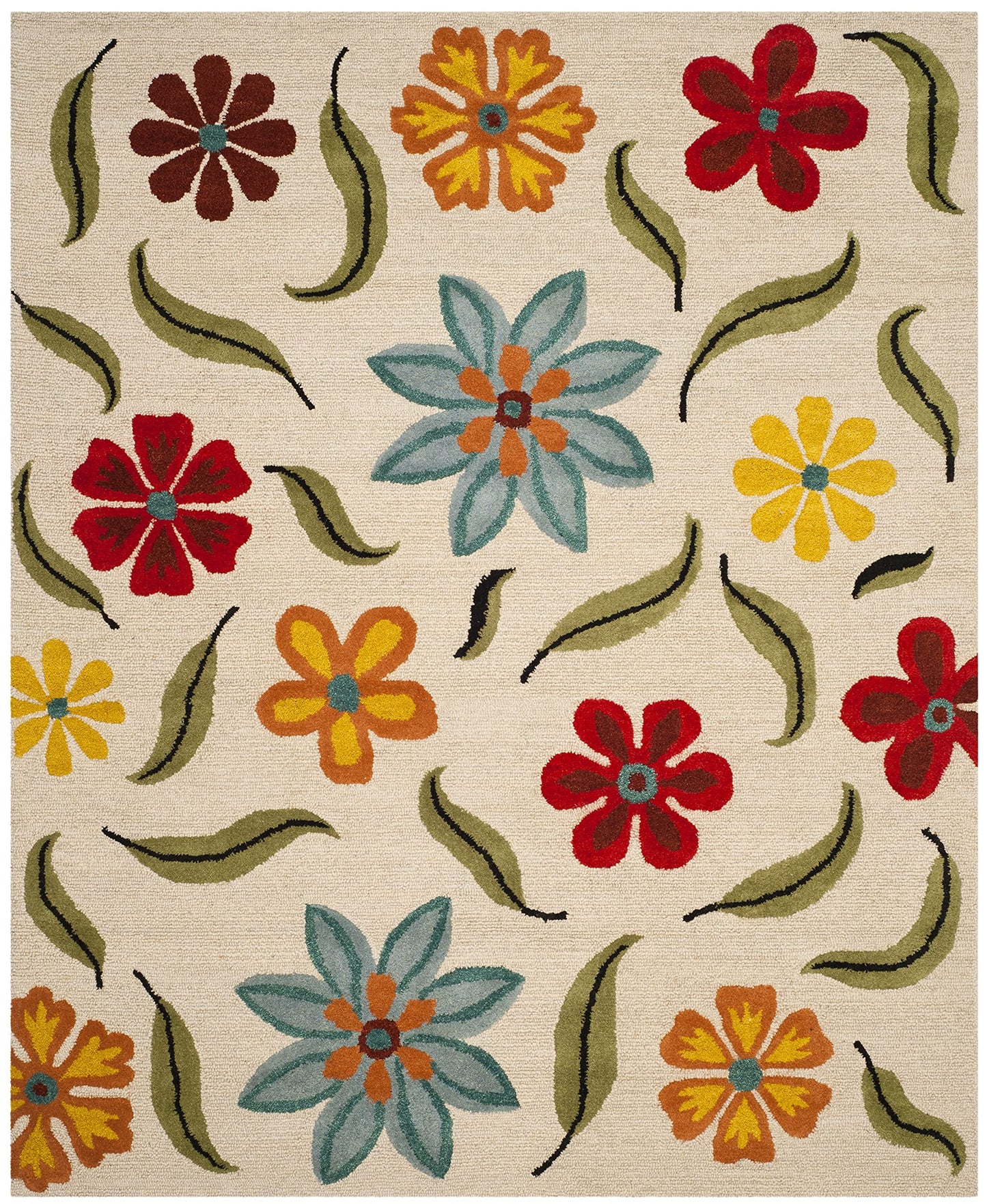 SAFAVIEH Blossom Collection 8' x 10' Beige / Multi BLM678A Handmade Premium Wool Area Rug