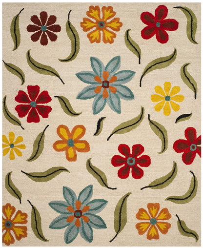 SAFAVIEH Blossom Collection 8' x 10' Beige / Multi BLM678A Handmade Premium Wool Area Rug
