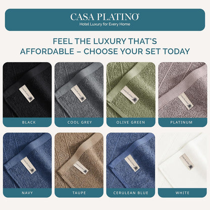 12 Pack 13x13 inches 100% Set Casa Platino White Washcloths - - Cotton - Premium Quality Wash Cloths for Bathroom
