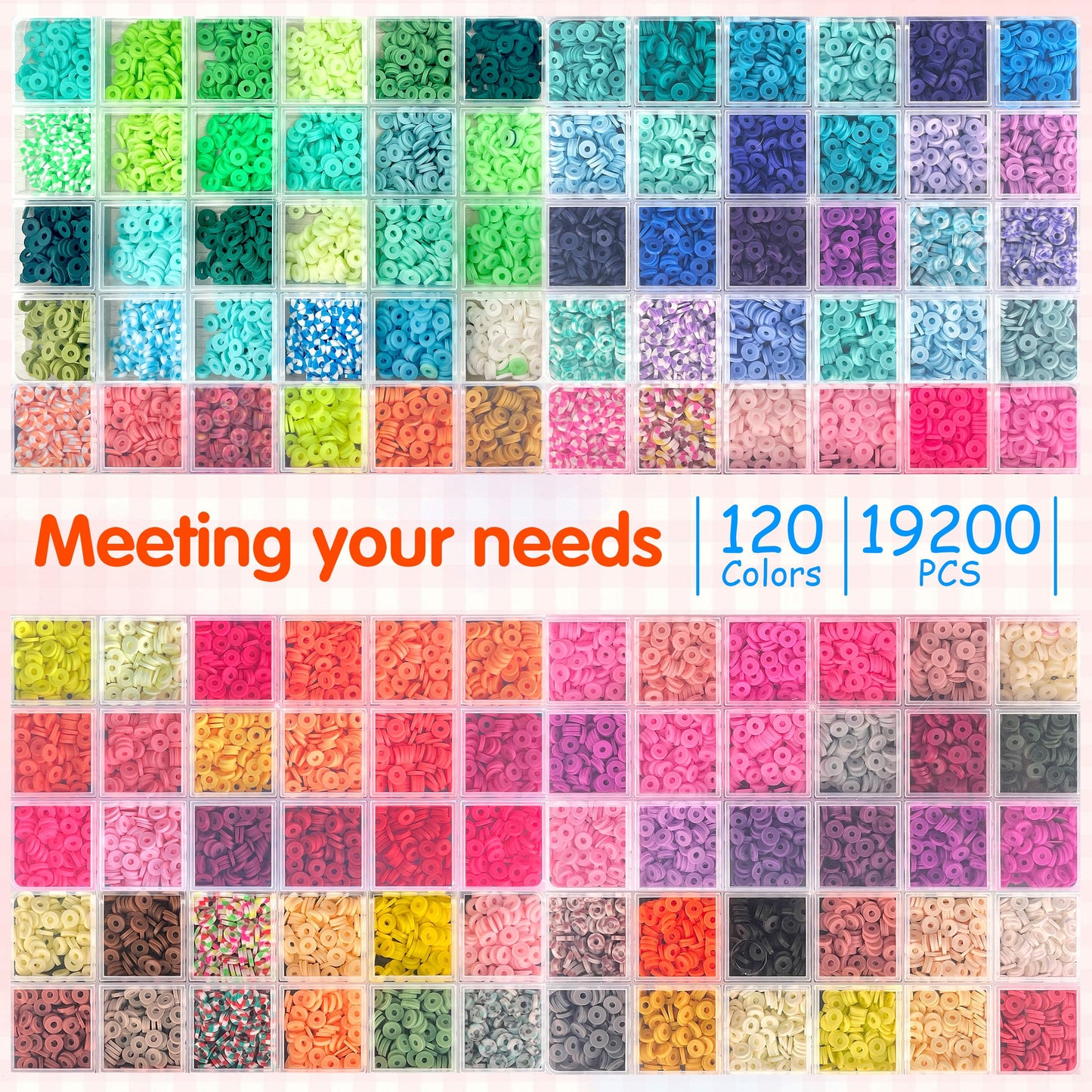 LINAYE 20000 PCS Clay Beads Kit with 120-Colors 6 Boxes Flat Preppy Polymer Heishi Beads with Pendant Charms Crafts Accessories, Friendship Bracelet Making Kit Crafts Supplies Kit Gift for Adults