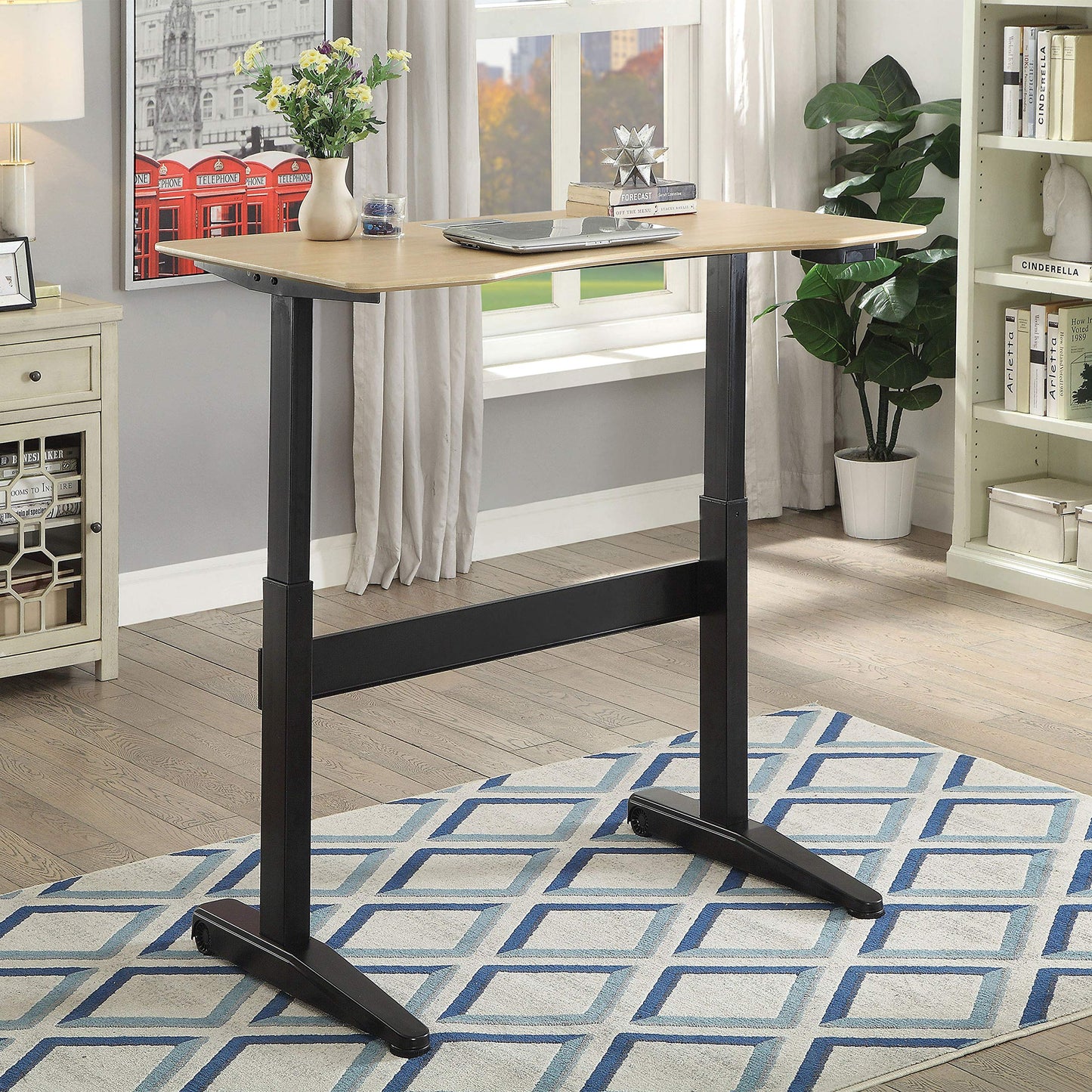 24/7 Shop at Home Rillema Contemporary 48-inch Adjustable Desk, Black