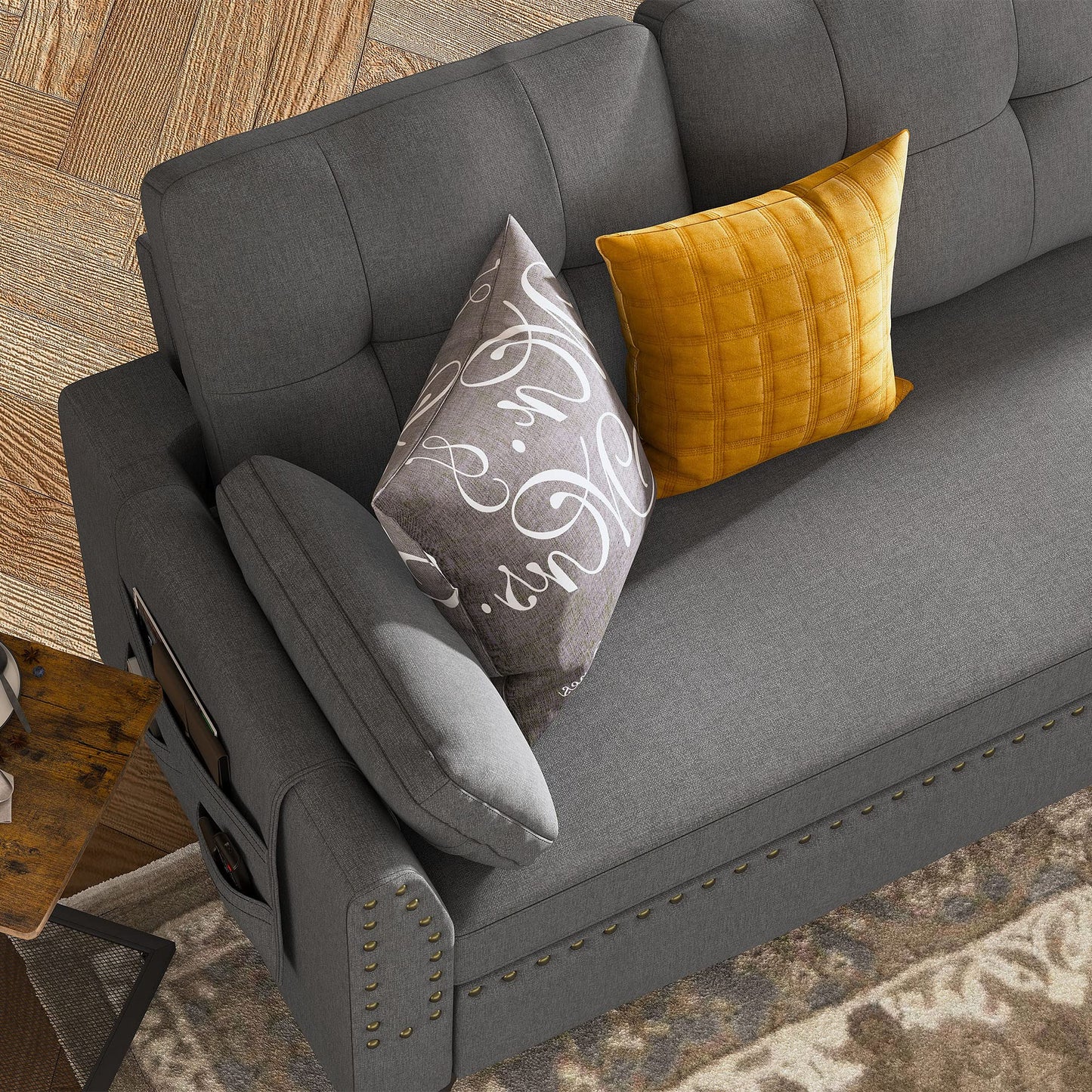 HONBAY Convertible Sectional Sofa L Shaped Couch Reversible Sectional Couches for Living Room,Grey
