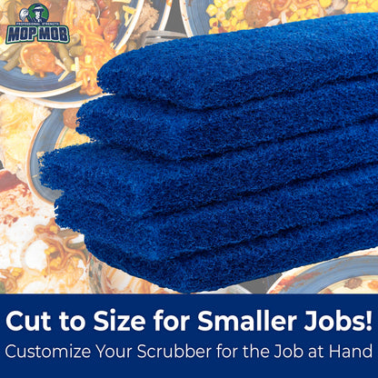 Medium Duty XL Blue Scouring Pad 5 Pack. 10 x 4.5in Large Multipurpose Nylon Scrubbing Sponges. Clean Kitchens, Bathrooms, Counters and Floors to Erase Grime and Make Surfaces Sparkle