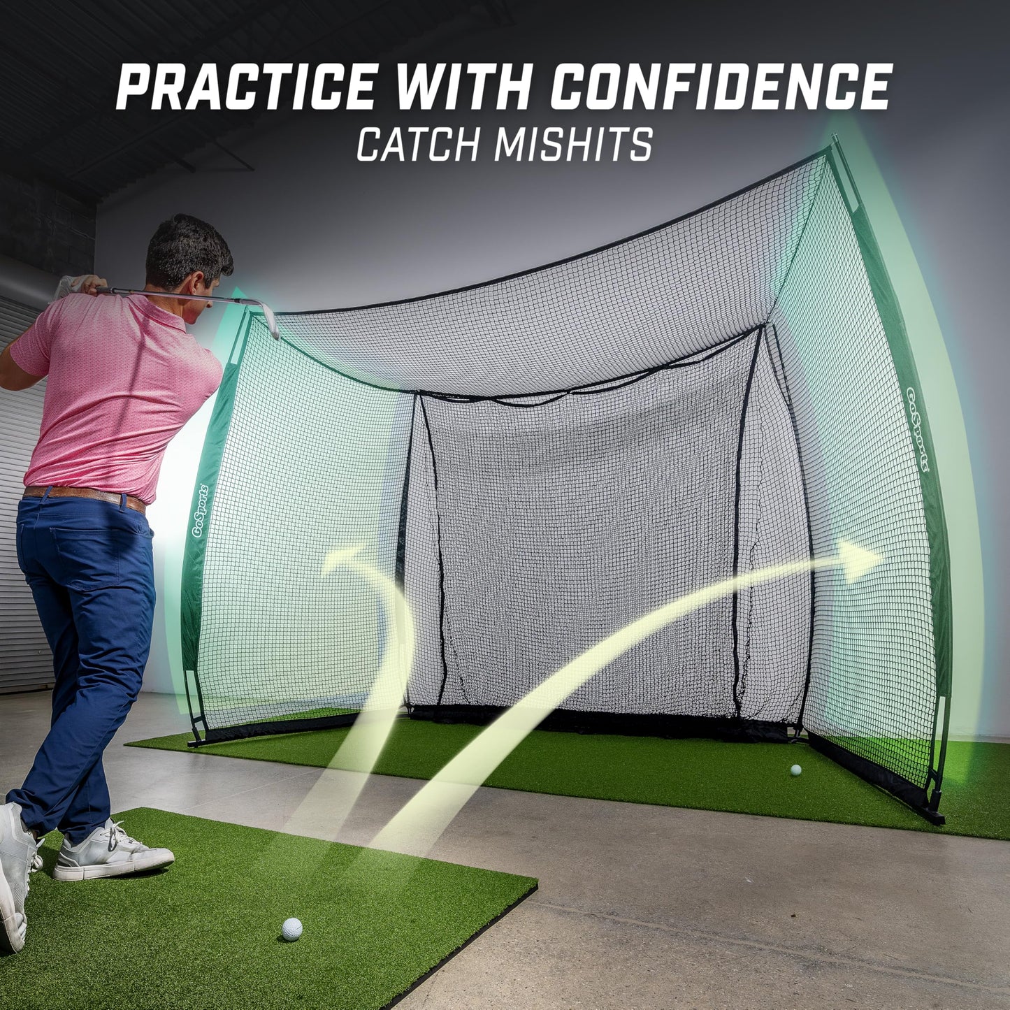 GoSports Range Cage 10 x 8 ft Golf Practice Hitting Net - Classic Net