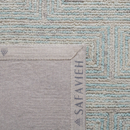 SAFAVIEH Area Rug 8x10 - Ikat Collection - Large - Teal & Grey, Handmade Wool, Ideal for Living Room, Bedroom, Office, Dining Space (IKT101K)