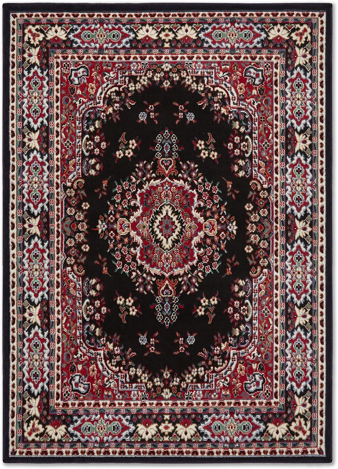 Home Dynamix Premium Sakarya Traditional Medallion Area Rug, Black, 21"x35"