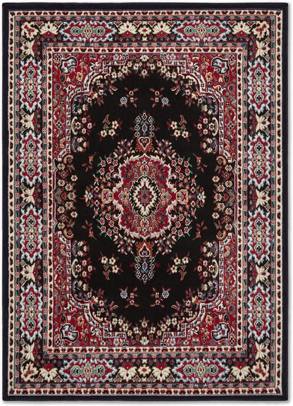 Home Dynamix Premium Sakarya Traditional Medallion Area Rug, Black, 21"x35"