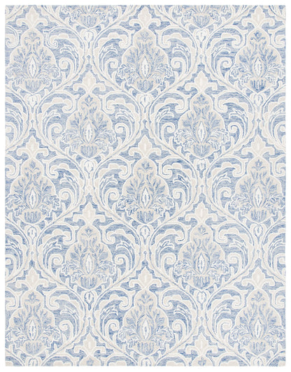 SAFAVIEH Micro-Loop Collection 10' x 14' BlueIvory MLP532M Handmade Premium Wool Living Room Dining Bedroom Area Rug