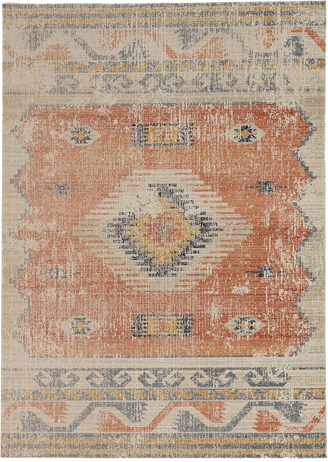 Linon Home Décor Plateau Moore Accent Rug, Ivory & Rust, 2' X 3'